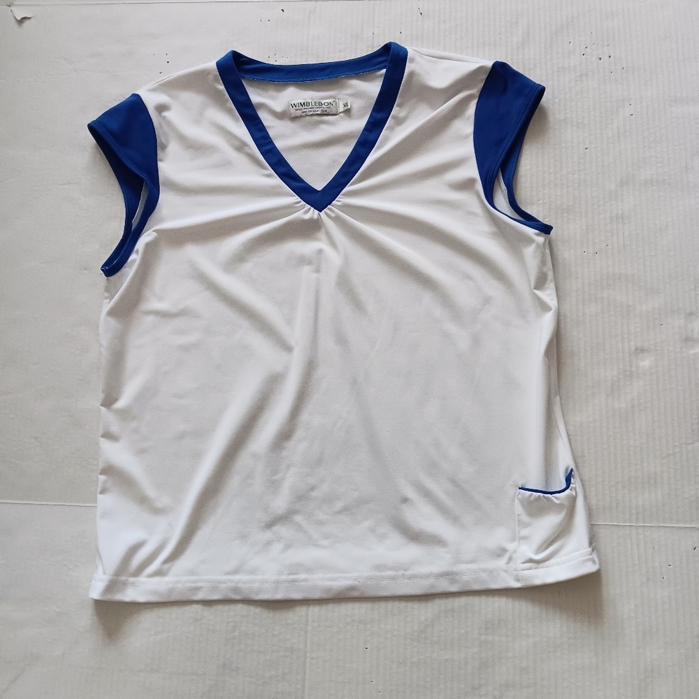 WIMBLEDON white cap sleeve top, XL